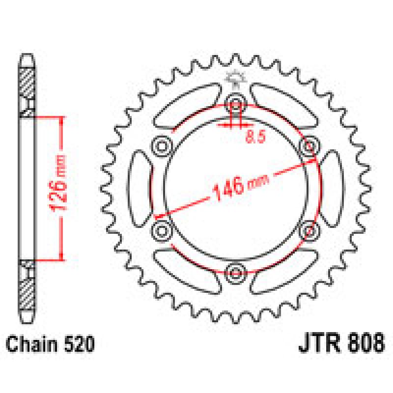 Купить Звездочка задняя JT Sprockets (шаг 520 ) JT JTR808